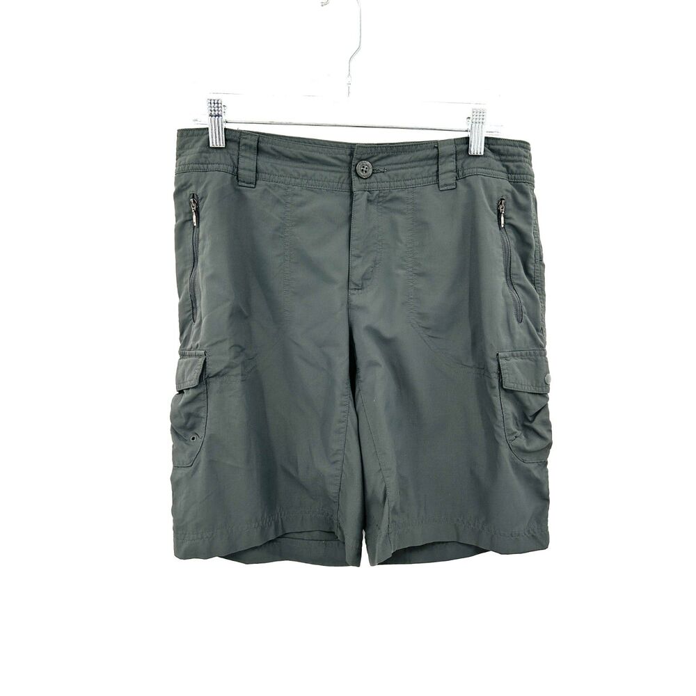 COLUMBIA Gray Nylon Cargo Hiking Shorts Outdoor Mesh Lined Women's Size 10